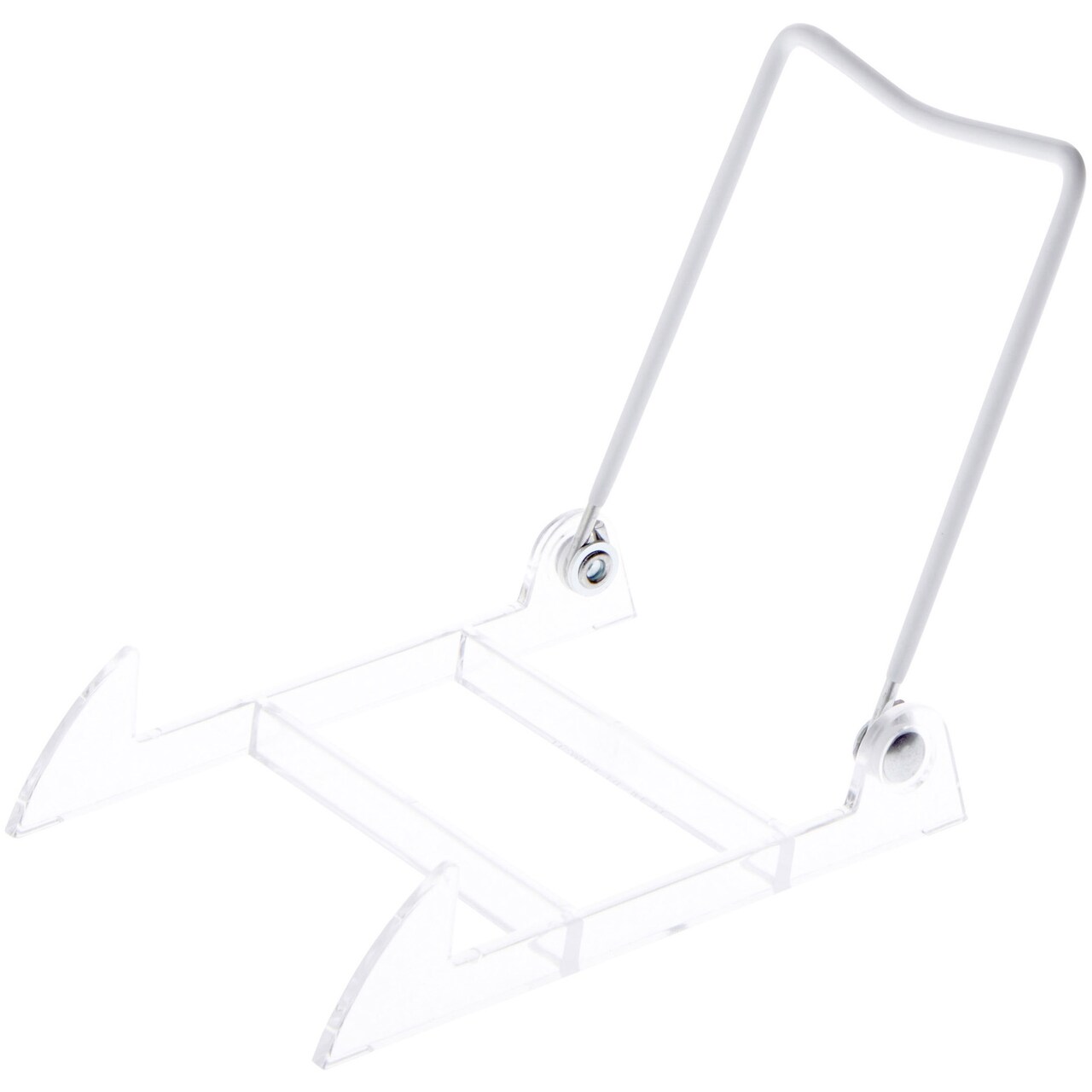 Bard's Folding White and Clear Plastic Easel Stand, 4" H x 4" W x 5.25" D